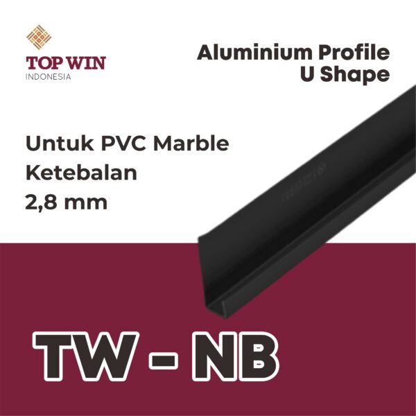 Lis / List Aluminium Profile (U Shape) - 2,8 mm Hitam