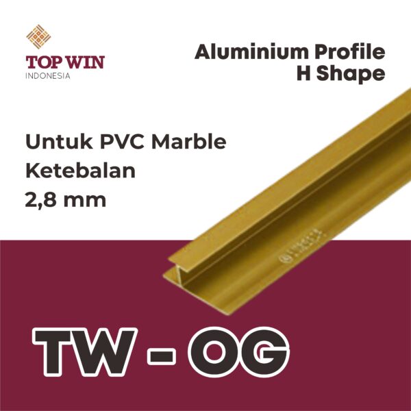 Lis / List Aluminium Profile (H Shape) - 2,8 mm Emas