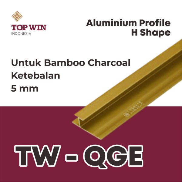 Lis / List Aluminium Profile (H Shape) - 5 mm Emas