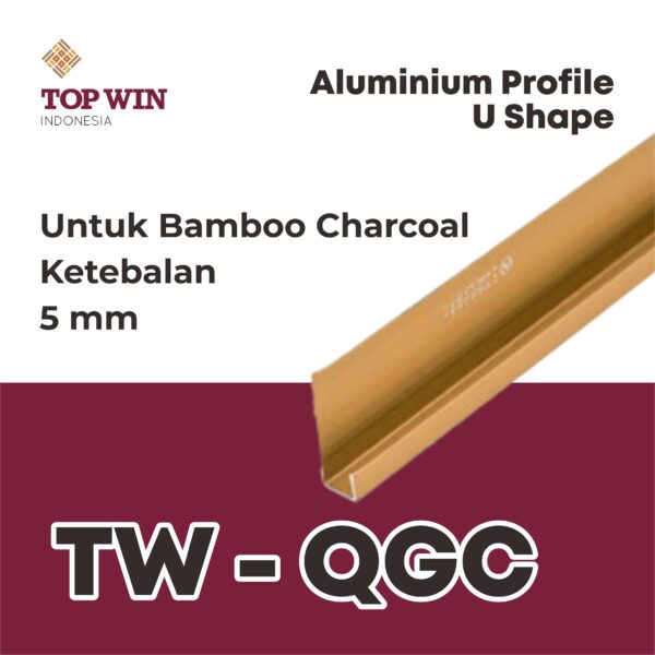 Lis / List Aluminium Profile (U Shape) - 5 mm Emas