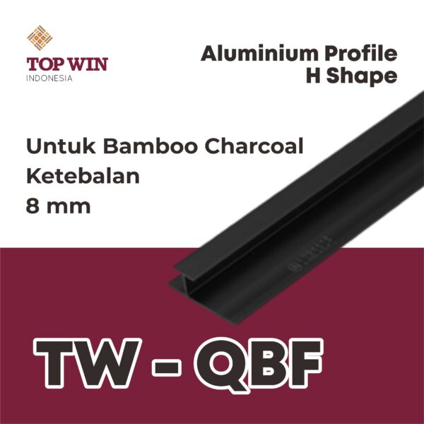Lis / List Aluminium Profile (H Shape) - 8 mm Hitam